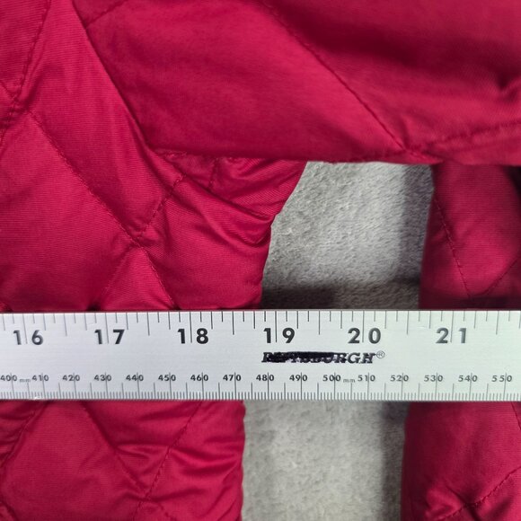 Womens Eddie Bauer Red Quilted Goose Down Jacket Snap Button Up Polyester Size M - Picture 6 of 9